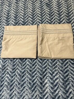 Beige Pillowcase Pair with Decorative Hem